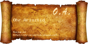 Ohr Arisztid névjegykártya